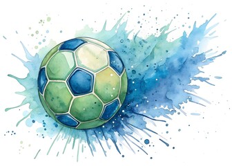 Fototapeta premium Watercolor Illustration of a Soccer Ball