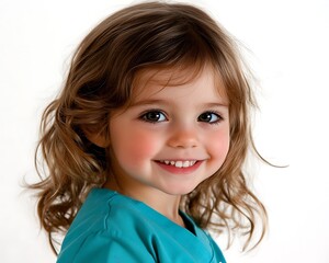 Beautiful smiling child with expressive eyes and light brown hair