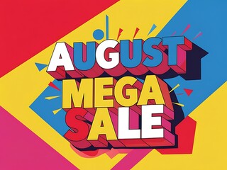 August Mega Sale announcement with bold vibrant colors and dynamic design