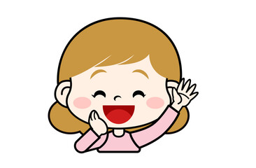 声をかけるポーズの女の子