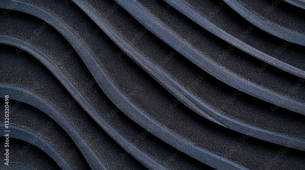 Aufkleber a close-up view of textured, wavy patterns in dark material, showcasing depth and unique surface det