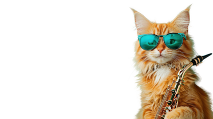 Charming Feline Donning Stylish Sunglasses Exuding Personality and Charisma in a Captivating Studio Portrait