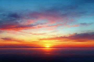 Serene Sunset Landscape with Soft Pastel Colors and Glowing Horizon