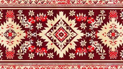 Geometric ethnic seamless pattern, Design for background, wallpaper, illustration, fabric, clothing, carpet, textile, batik, embroidery