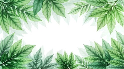 A green and white background with leaves.