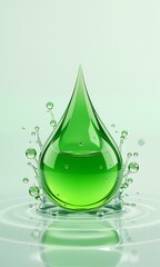 A green drop with bubbles of liquid.