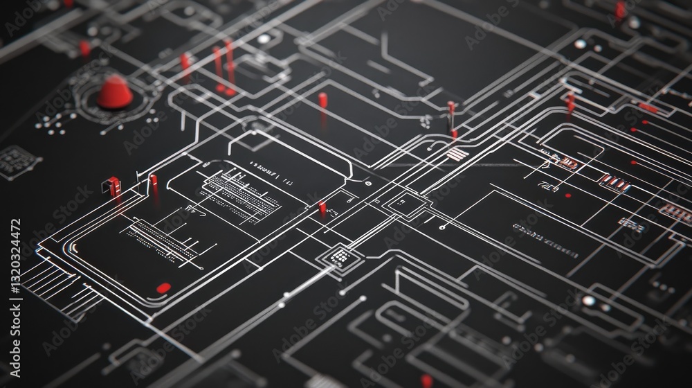 Poster computer-aided design cad software running a hardware schematic for electronic circuits.