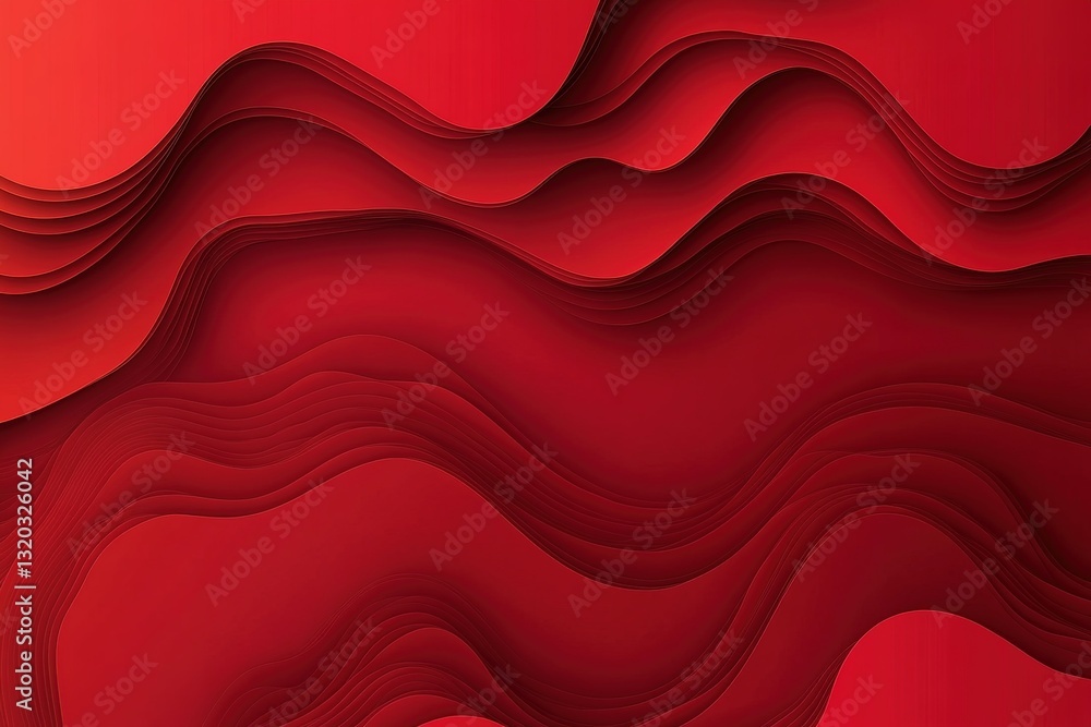 Poster abstract red layers create depth and flowing curves in this visually stunning design