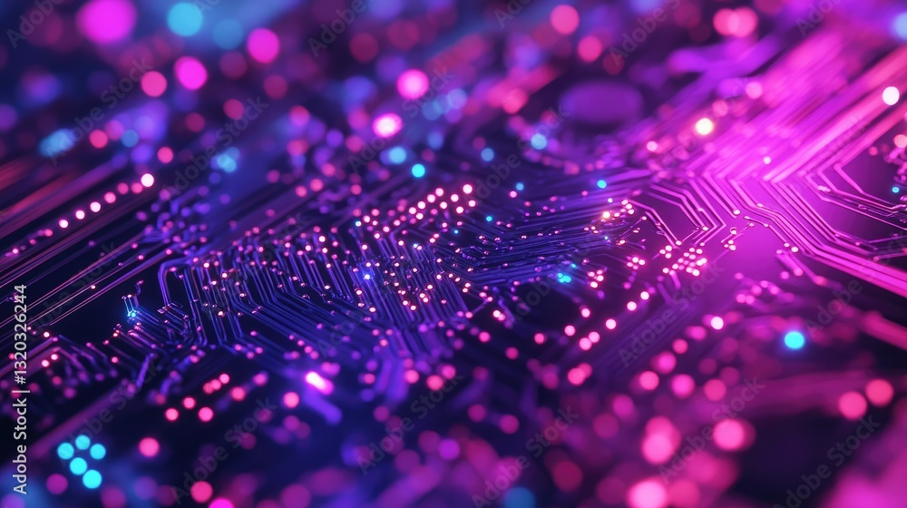 Poster detailed visualization of electronic signals traveling through microprocessor circuits.