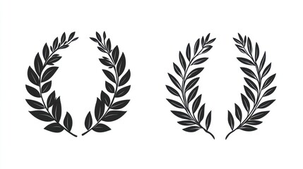 Fototapeta premium Two laurel wreaths, isolated, white background, design element