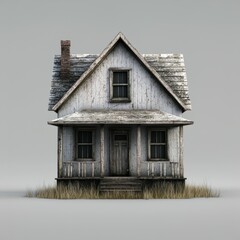 Rustic Abandoned House with Weathered Exterior in Isolated Setting