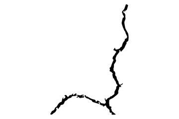 Surface crack and fissure in ground, concrete, crevices from disaster top view. Breaks on land surface from earthquake isolated background. dry land crack texture for overlay. vector illustration