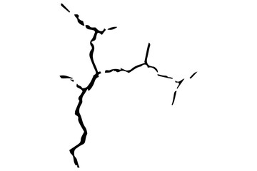 Surface crack and fissure in ground, concrete, crevices from disaster top view. Breaks on land surface from earthquake isolated background. dry land crack texture for overlay. vector illustration