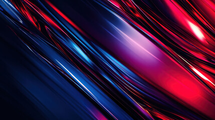 A modern abstract scene with a bold interplay of motion and color, sleek streaks of deep blue and crimson, subtle reflections adding realism