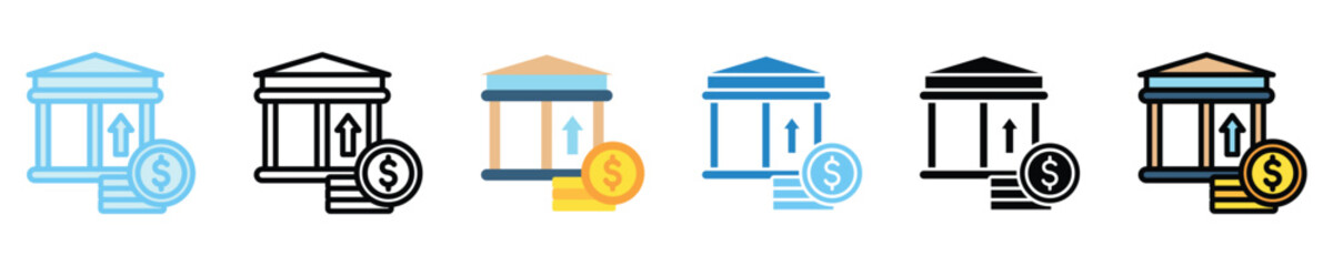 Bank Deposit multi style icon set, mini illustration. use for modern concept, print, UI, UX kit, web and app development. Vector EPS 10, related to money investment, finance, economy, business.