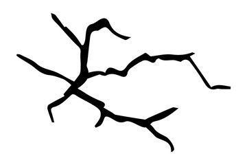 Long horizontal cracked wall. Damage surface crack and fissure in ground, concrete, crevices from disaster silhouette breaks on land surface from earthquake isolated transparent background