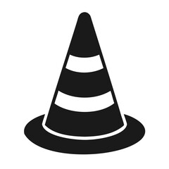 Isolated orange plastic traffic cone sign warns of road construction danger