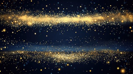 Obraz premium Dark blue background with gold glitter, creating a sparkling effect. Ideal for festive designs, adding a touch of magic and luxury.