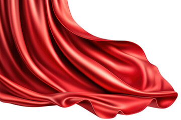 red silk fabric drape on white background