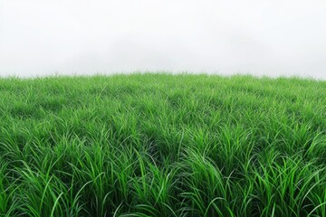 Lush Green Grass Under Bright Overcast Sky Hyper-Realistic Nature Photography Minimalist Landscape