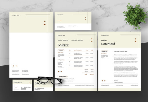 Brown And Cream Stationery Set