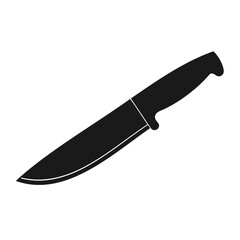Knife on white background, isolated kitchen tool with steel blade and black handle