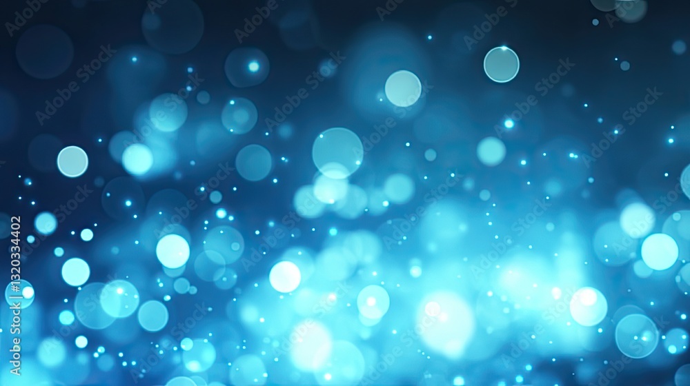 Poster deep blue to sky blue gradient background with soft bokeh lights, ideal for tech and business visual