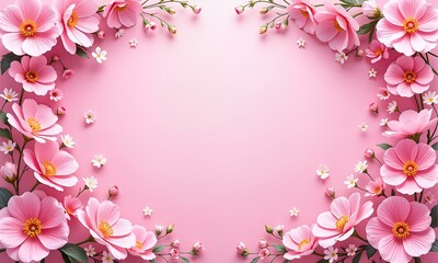 Fototapeta premium A pink flower background with flowers.