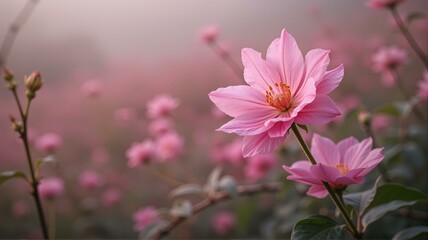 Fototapeta premium A pink flower with multiple layers of petals.