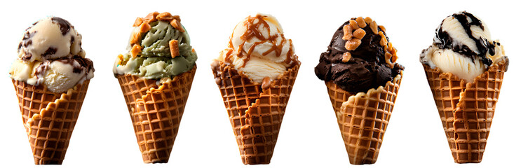 High-Definition Ice Cream Cones Collection - PNG