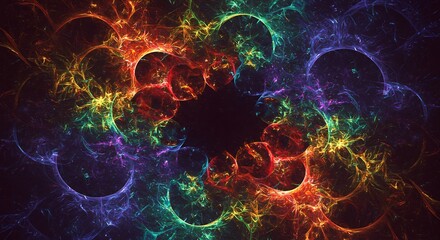 虹色オーラ 鮮やか幾何学模様 神秘的空間