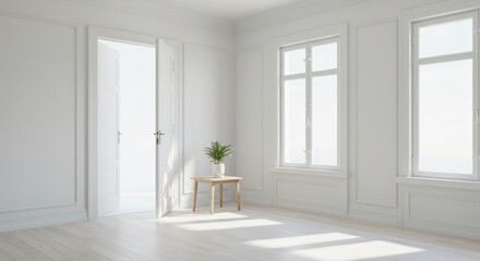 Fototapeta premium 白く輝く空間 柔らかな光が差し込む 静謐な部屋