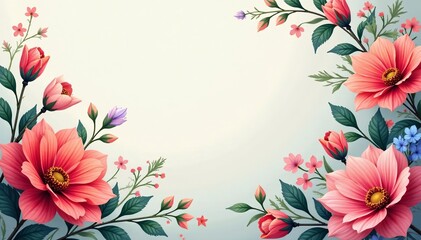 Colorful floral design on stationery background, Flowers, cheerful, stationery