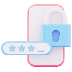 Digital smartphone screen displaying mobile cybersecurity padlock representing cyber data protection technology icon 3d render illustration image