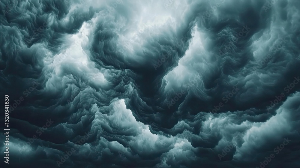 Poster dark sky idea. dramatic storm clouds with swirling patterns creating an intense and moody atmosphere