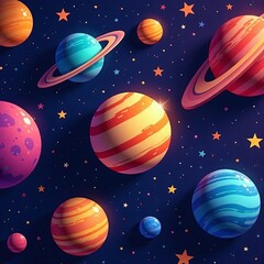 Colorful abstract cosmic pattern of planets and stars, cosmic energies, space, infinity