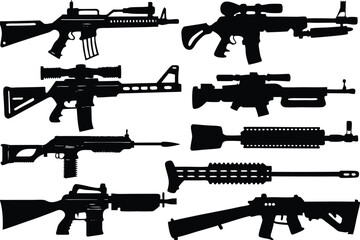 Firearms Silhouette Vector on white background