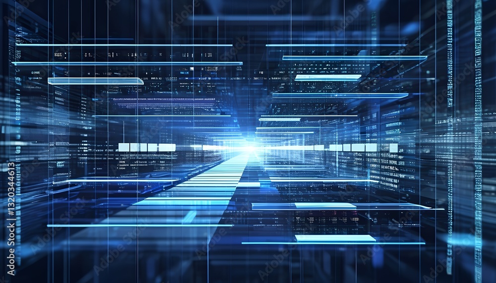 Poster digital transformation in technology virtual landscape data visualization futuristic environment abs