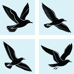 Fototapeta premium Flying Seagull Silhouette vector illustration