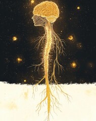 Human Nervous System Illustration Brain Vagus Nerve Anatomy Communication Meditation Relaxation Education