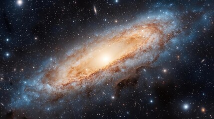 Fototapeta premium Dark sky concept. A stunning view of a galaxy showcasing brilliant stars and swirling cosmic dust.