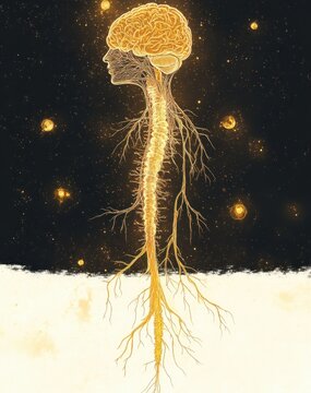 Human Nervous System Illustration Brain Vagus Nerve Anatomy Communication Meditation Relaxation Education