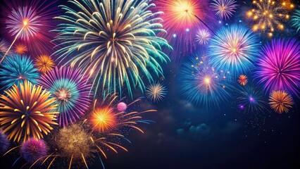 Obraz premium Aerial Fireworks Display Over Minimalist Background for Modern Design Elements