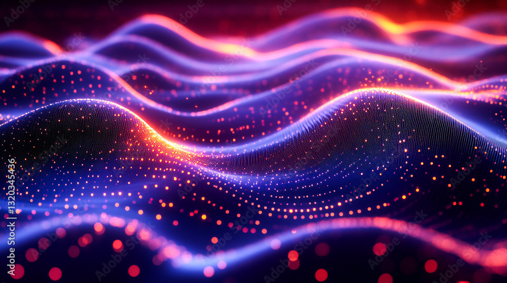 Aufkleber abstract digital background with glowing lines and dots