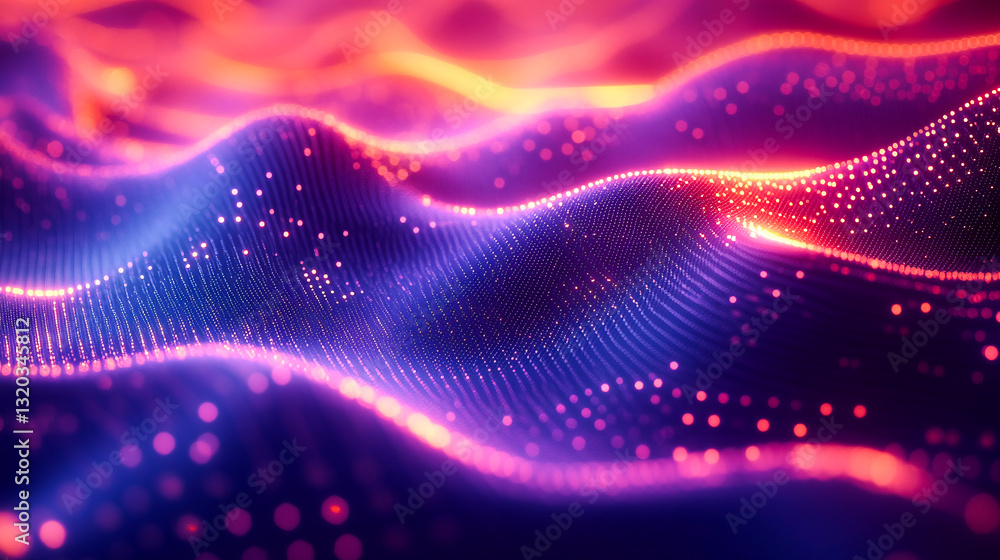 Aufkleber abstract digital background with glowing lines and dots