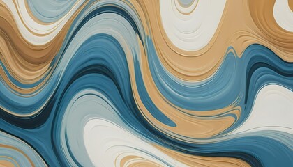 Coastal Marble: Abstract Fluid Art with Beige and Blue Patterns