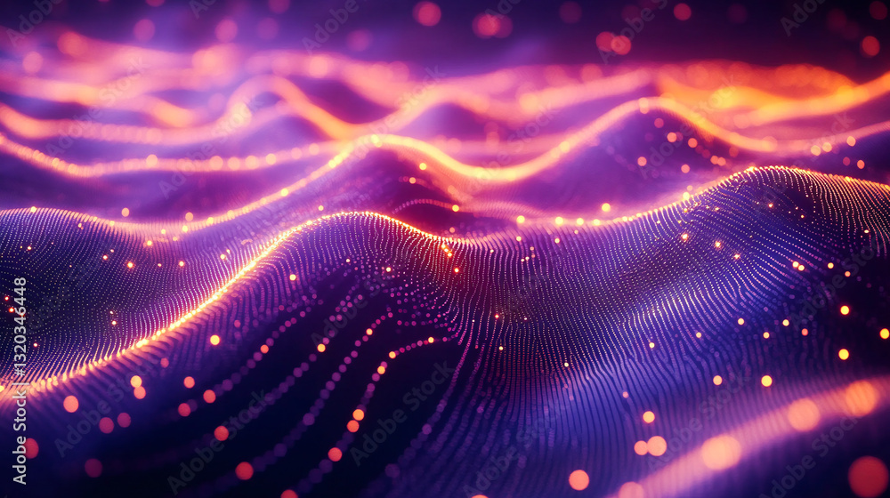 Aufkleber abstract digital background with glowing lines and dots