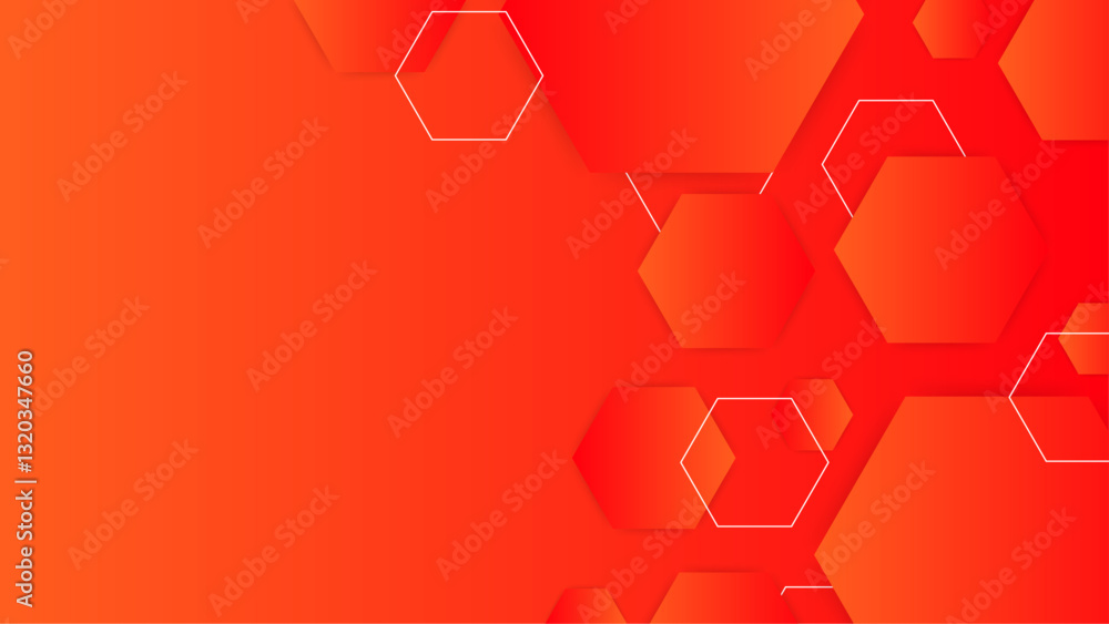 Poster abstract red gradient hexagonal geometric background vector illustration