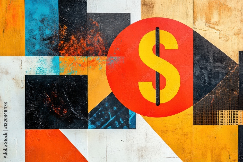 Aufkleber geometric price tag transformed into modern abstract art with discount symbols and large percentage 