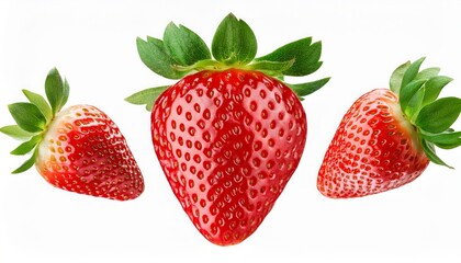Strawberry flying isolated on isolated white background